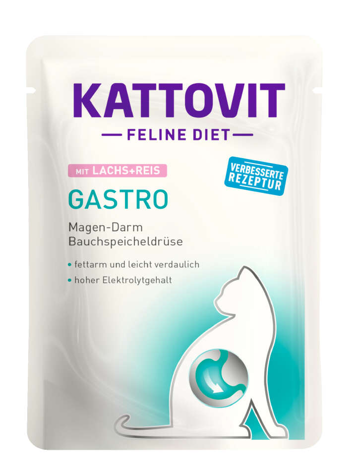 KATTOVIT Katzen-Nassfutter Feline Diet Gastro Lachs+Reis